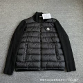 Stand collar chest logo black down jacket 90 velvet