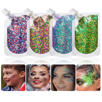 Cross-Border Halloween Gel Sequins Body Face Eye Glitter Patches Glue-Free Glitter Gel Nail Art Sequins