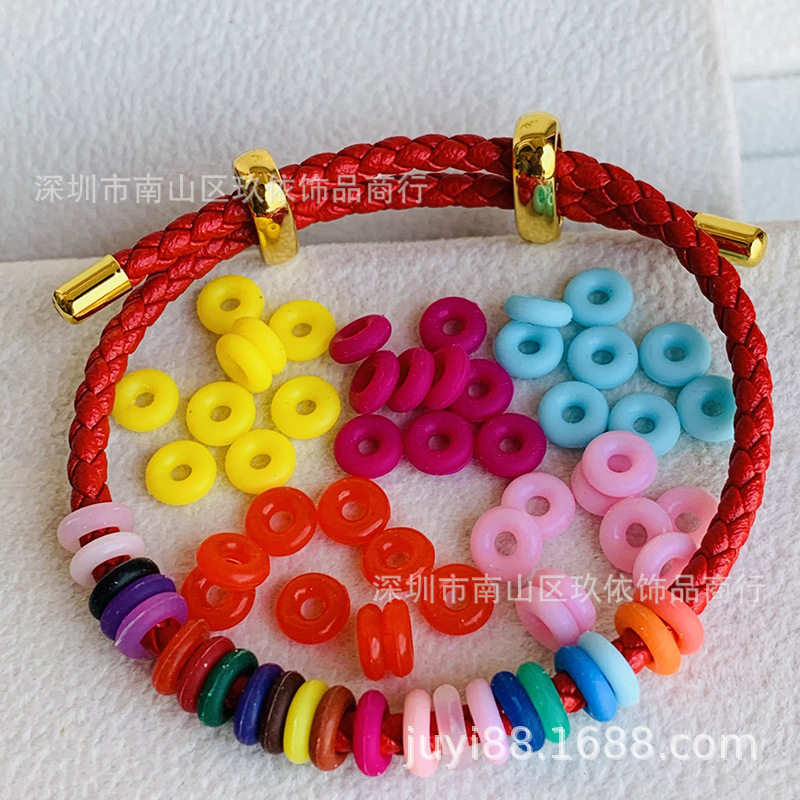 Hand rope decorative silicone anti-slip ring fixed transfer bead rubber ring spacer DIY wire rope wax leather rope bracelet gasket