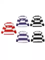 Cross-Border Version of Sup X Nk Stripe Rugby Logo Striped Comfortable Long-Sleeved Polo Shirt, Same Style for Men and Women
