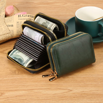 RFID STOP THEFT Multifunctional Card Bag Organ Card Bag Double Layer Zipper Women's Wallet Large Capacity Card Case
