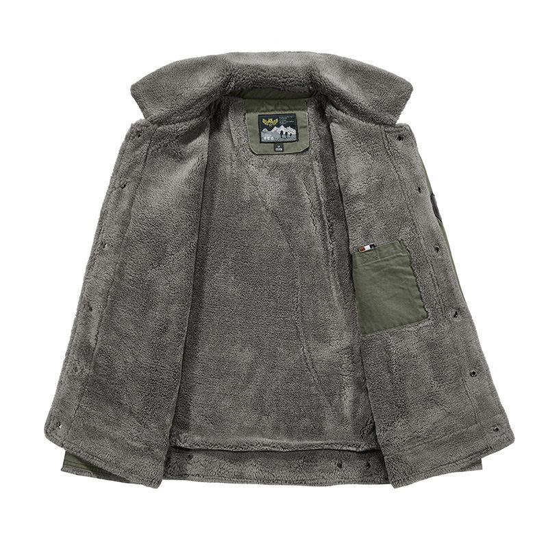 跨境棉服男士加绒夹克加厚棉袄欧码宽松冬装亚马逊外贸棉衣3166