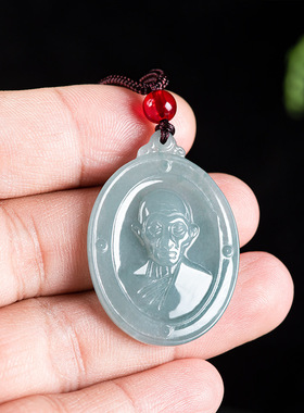 天然A货翡翠蓝水龙婆瑞佛牌东南亚泰国财神玉石吊坠男女项链挂件