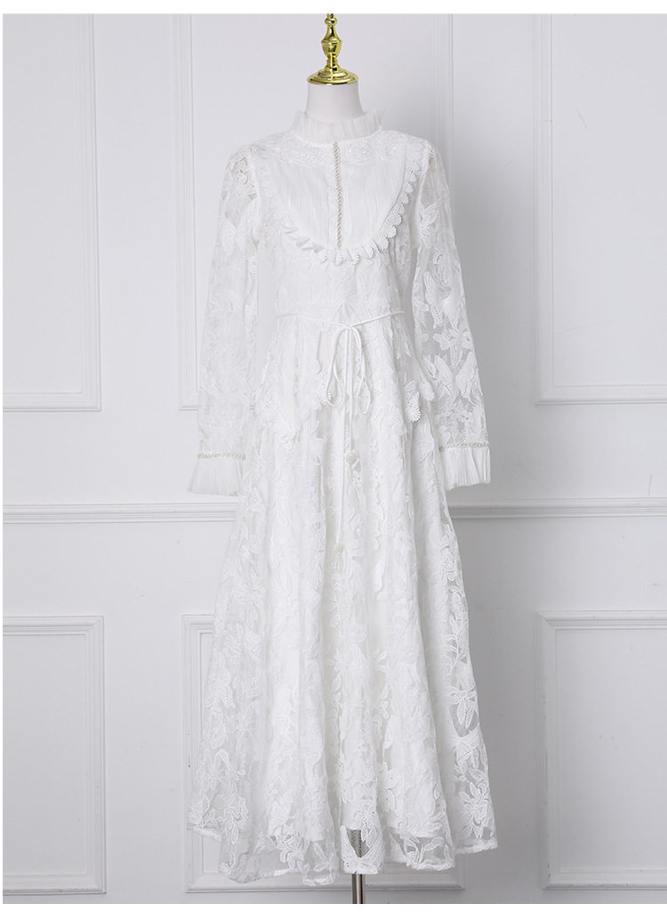 Embroidered Mesh Panel Dress Pleated Design Beaded Details Elegant Waist Belt Formal Occasion Customizable Options