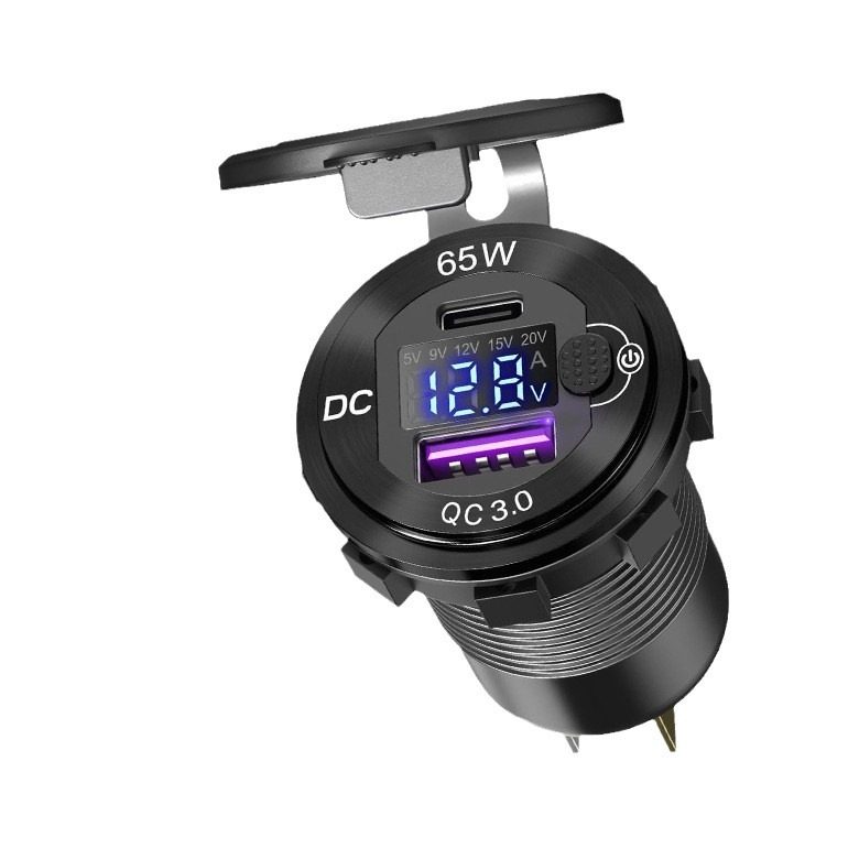 Cross-Border New Product Motorcycle Modified Usb+Pd Car Charger 83W High Power Car Charger with Voltage Digital Display