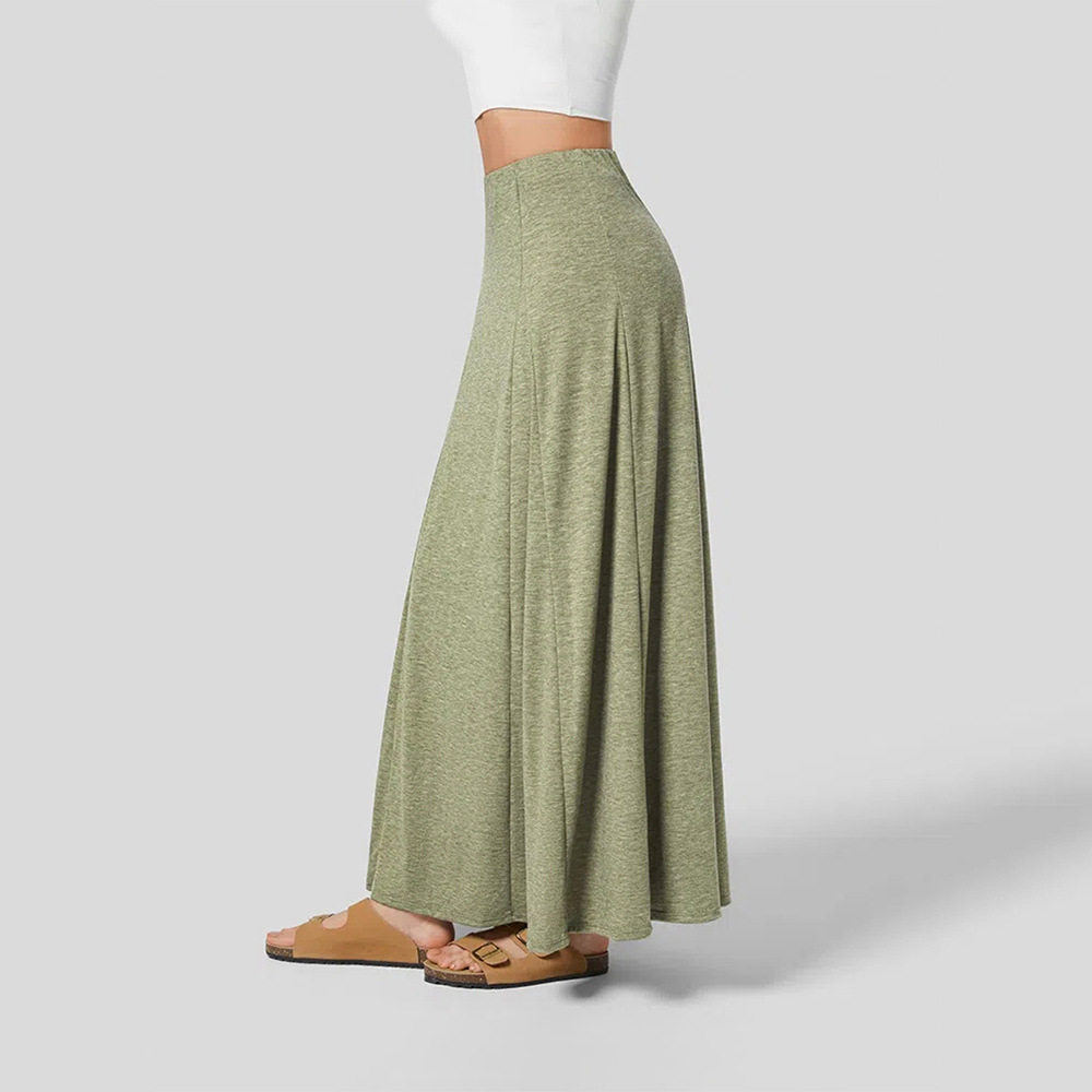 Fashionable Womens Maxi Skirt Loose Fit Knitted Color Block Design Elegant Draping Casual Wear Ready to Ship