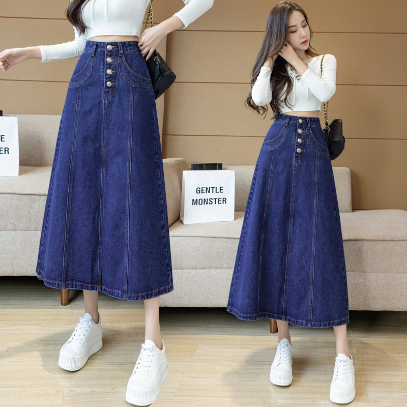 Vintage Inspired High Waisted A Line Denim Midi Skirt for Women Casual Style Spring Summer Collection Wholesale