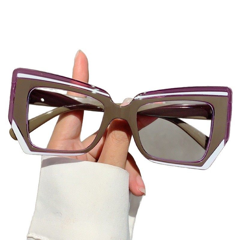 2025 New Colorful Trendy Anti-Blue Light Glasses Polygonal Women's Trendy Personality Eyeglass Frames European and American Non-Prescription Glasses