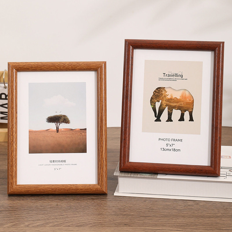 Photo Frame 6inch Empty Frame Display Stand with a High-End Feel 10inch A4 Creative Simple Arc-Shaped Wooden Puzzle Picture Frame