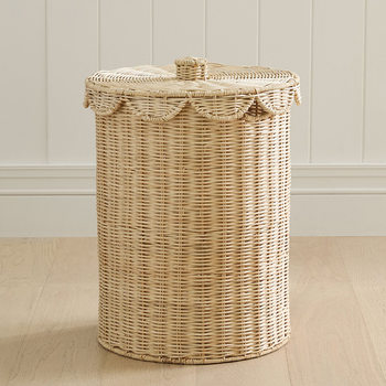 Real Rattan Woven Storage Basket with Lid Household Large Capacity Dirty Clothes Basket Sundries Snacks Kitchen Wavy Cover Storage Basket