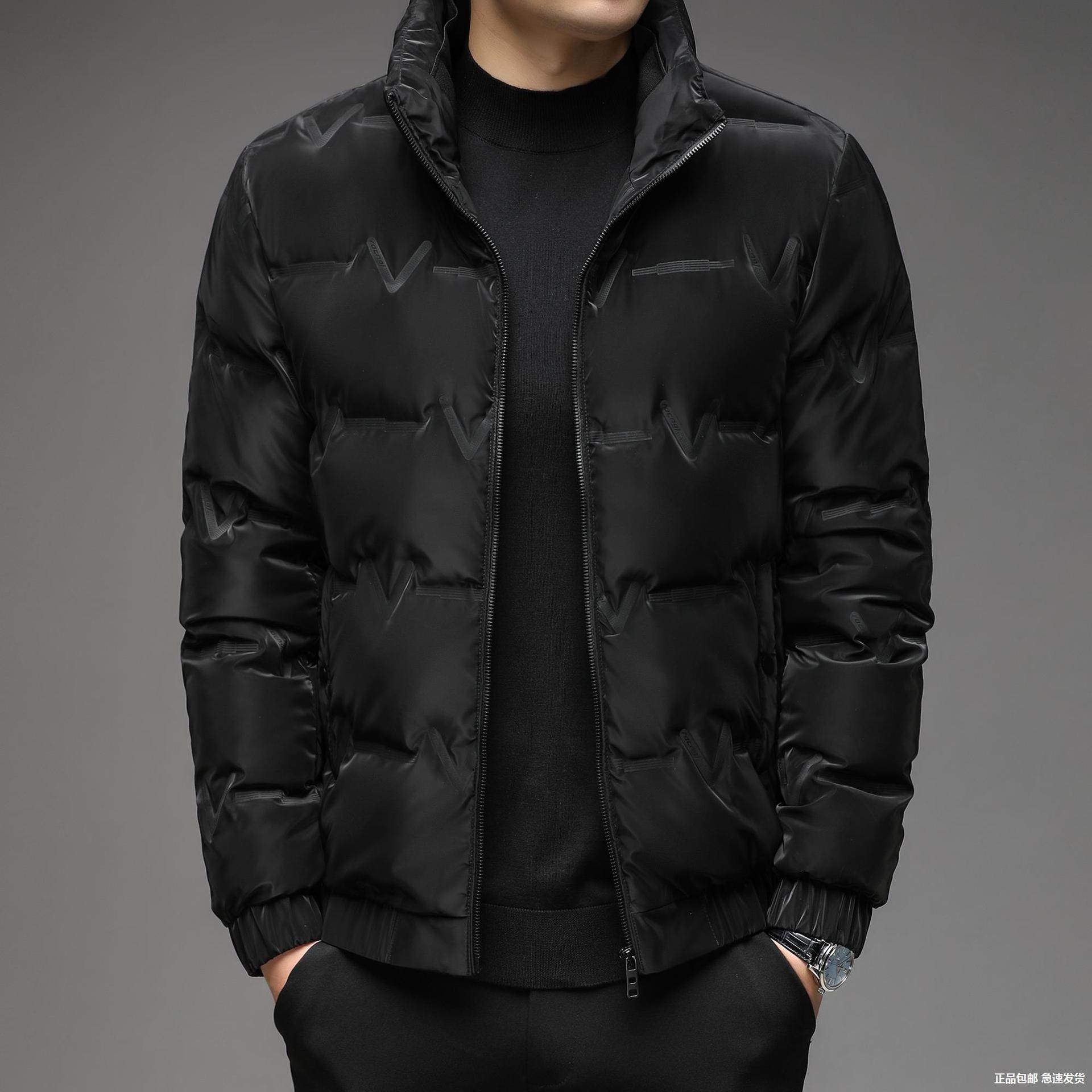 Hengyuanxiang Men's Lightweight Winter Thickened down Jacket for Middle-Aged and Elderly, Stand Collar Short White Duck down Warm Coat for Dad