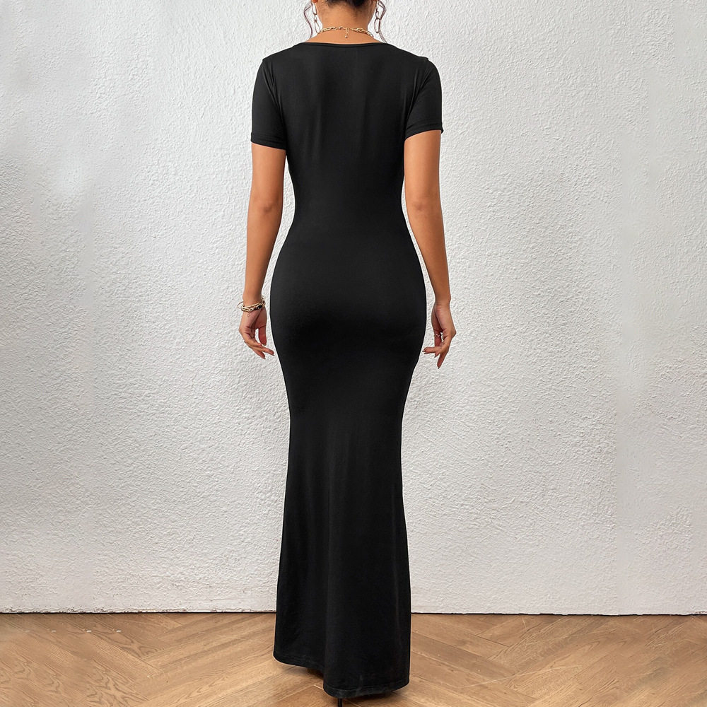 Elegant Square Neck Mermaid Maxi Dress for Women Summer Collection Slim Fit European and American Style Wholesale