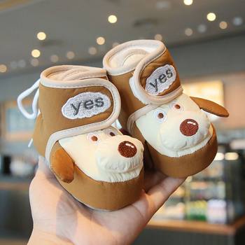 Autumn and Winter Baby Shoes Fleece-Lined Thick Soft Sole Baby Toddler Shoes Non-Slip and Non-Falling 0-12 Months One-Year-Old Boys and Girls Cotton Shoes