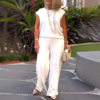 2026 Spring/Summer New European and American Cross-Border Independent Website Hot-Selling Women's Solid Color Round Neck Sleeveless Top and Long Pants Set