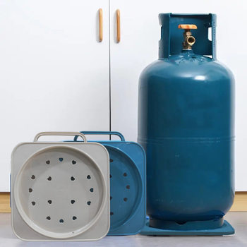 Kitchen Gas Bottle Fixing Frame Steel Cylinder Gas Tank Shelf Belt Wheel Liquefied Gas Base Mobile Flower Pot Tray Bracket