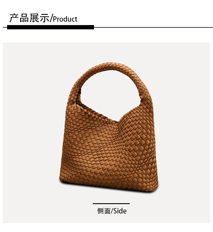 Túi tote nữ đan thủ công dáng thùng phối quai đeo vai — B1681 # xám nhạt