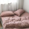 2019 unprinted plain knitted cotton quilt cover four-piece bed sheet pure cotton solid color simple four-piece bed hat wholesale