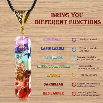 Cross-Border Natural Colorful Crystal Gravel Pendant Resin Glue Wrapped Natural Stone Colorful Necklace Crystal Stone