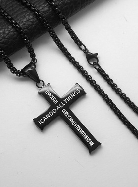 欧美朋克十字架吊坠项链钢男女