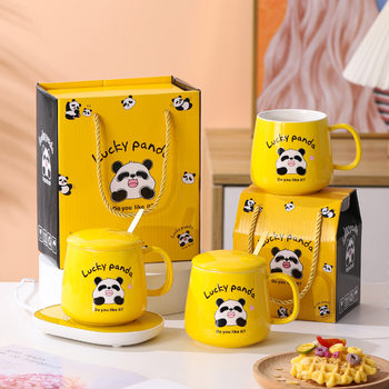 Mug Coffee Cup with Lid Set Practical Opening Gift Small Gift Box Ceramic Cup Souvenir Return Gift