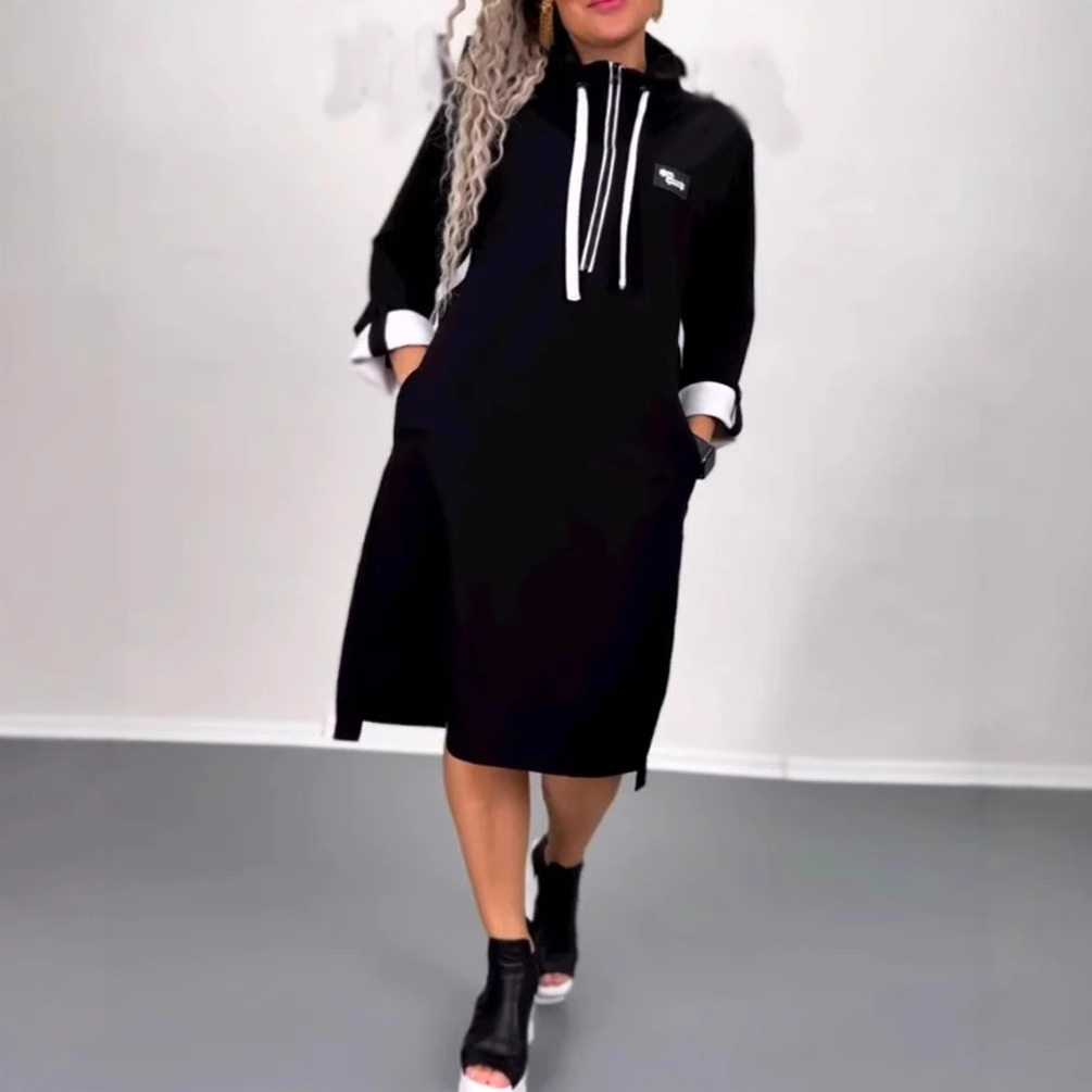 High Neck Long Sleeve Dress Casual Style Autumn Winter Collection Comfortable Fabric Wholesale Available