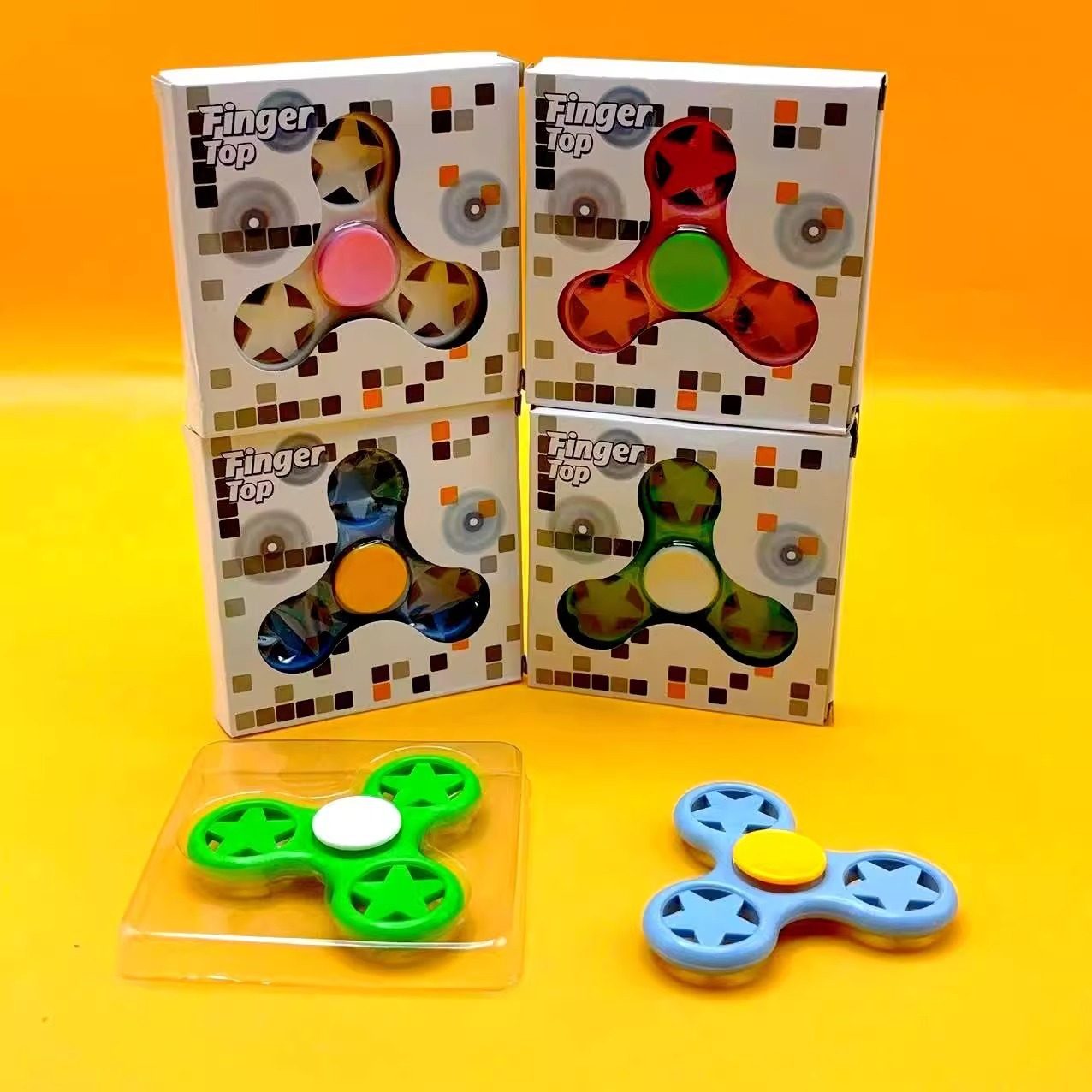 Boxed fingertip gyro finger three leaf decompression toy decompression puzzle children's stall supply wholesale student gifts