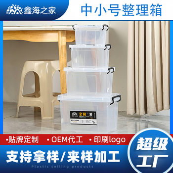Factory Direct Sales Transparent Storage Box Wholesale Transparent Anti-Fall Satchel Desktop Storage Box with Lid Square Box