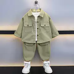 Boys' Spring and Autumn Cotton Suit 2026 New Stylish Two-Piece Set for Children, Trendy Cross-Border Foreign Trade Children's Clothing