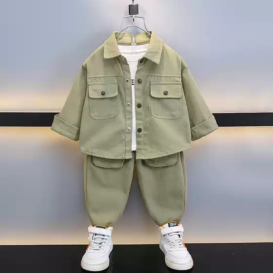 Boys' Spring and Autumn Cotton Suit 2026 New Stylish Two-Piece Set for Children, Trendy Cross-Border Foreign Trade Children's Clothing