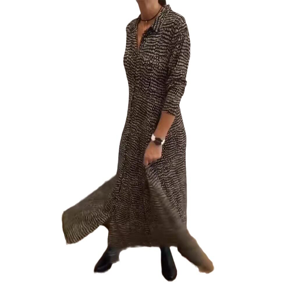 Floral Print V Neck Long Sleeve Dress Autumn Winter Collection Casual Wear for Women Wholesale Available