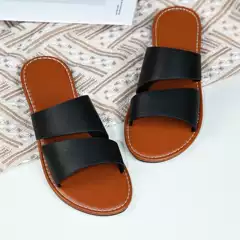 2024 Summer New Style Flat Sandals European and American Foreign Trade Amazon Large Size Round-Toe Slippers for Women
