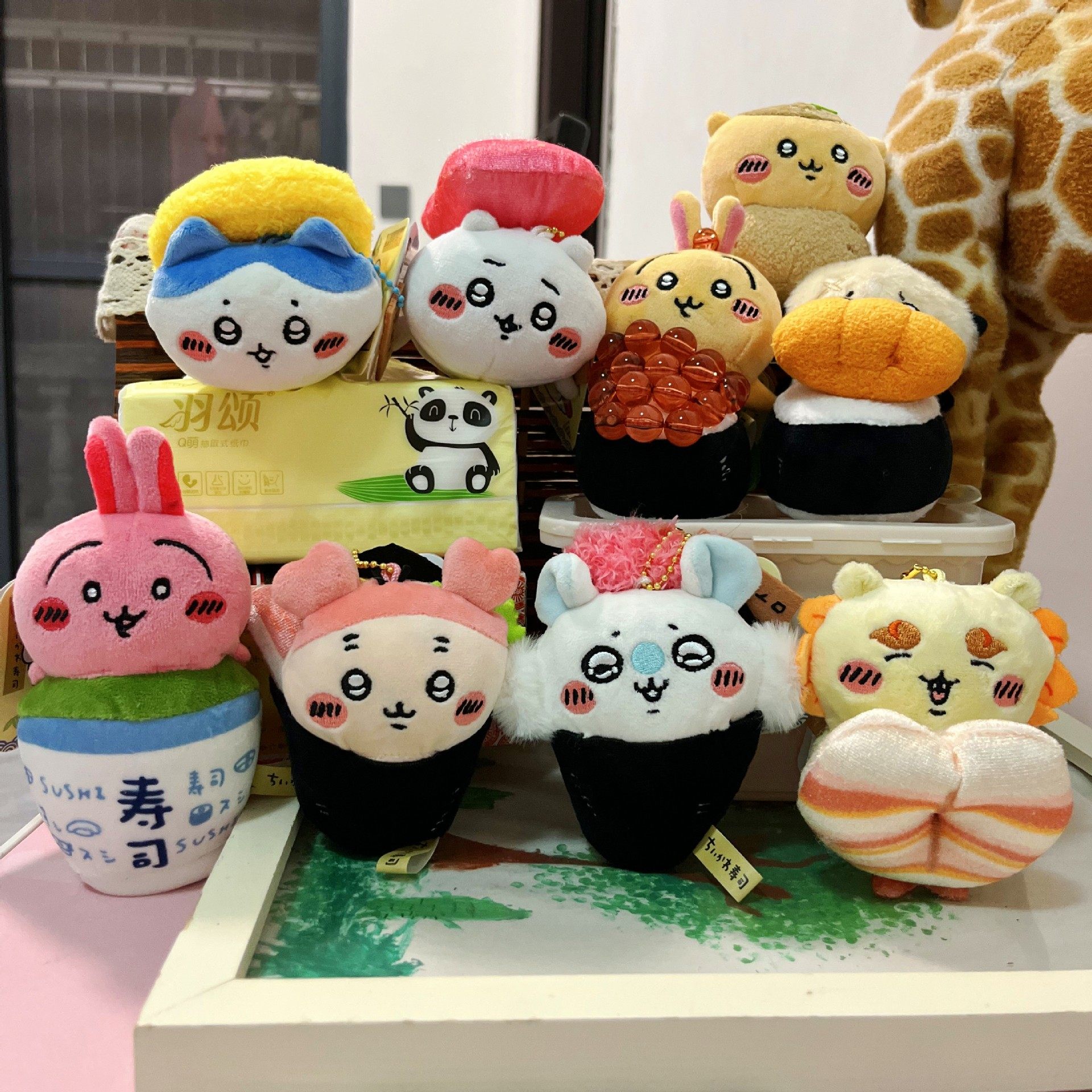 Sushi Series Xiaoba Black Tea Cup Usachi Caviar Ji Flying Squirrel Otter Lion Pendant Plush Doll Bag Pendant