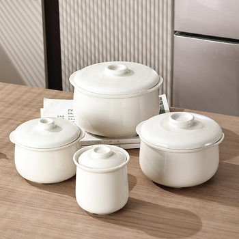 Electric Cooker Ceramic Inner Pot Accessories Original Size Bird's Nest Soup Pot Bowl Household Binaural Stew Pot with Lid Water-proof Stew Pot