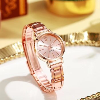 Bracelet Watch, Fashionable Thin Strap, Gold Steel Strap, Mesh Strap, Quartz Watch, Women's Student Watch, Fashion Casual Style