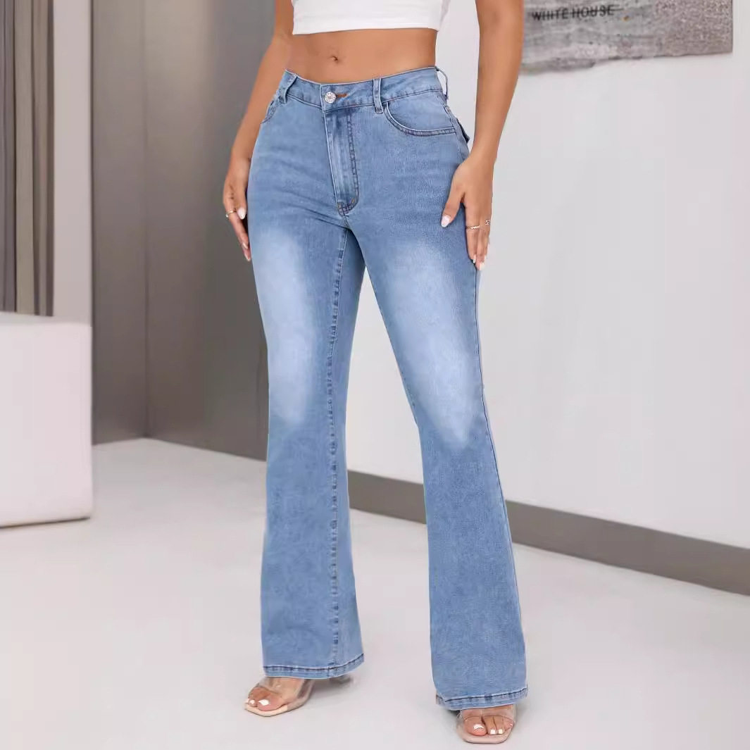 High Waisted Womens Casual Straight Leg Jeans Slim Fit High Stretch Comfortable Fabric Perfect for Everyday Wear