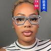Kedun Two-Dimensional Flat Glasses Ins Square Anti-Blue Light Tr90 Eyeglass Frames Trendy and Fashionable Cross-Border European and American Internet Celebrity