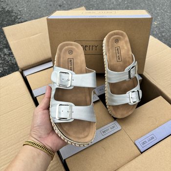 European and American Export New Double Buckle Espadrille Platform Beach Shoes