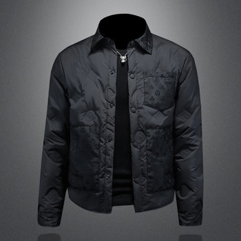European station lapel men's down jacket thin fashion big name warm coat 2024 winter new men's fashion