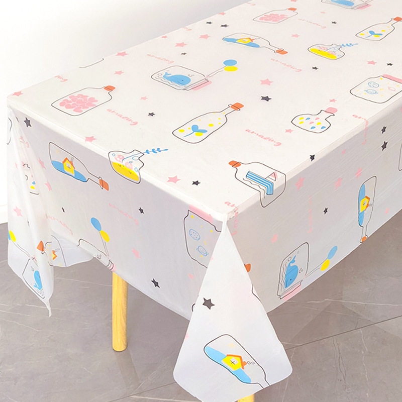 Disposable Tablecloth Kindergarten Party Small Fresh Printed Plastic Waterproof Tablecloth Home Square
