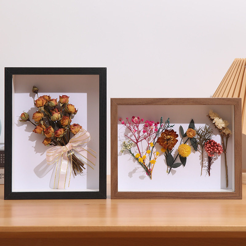 Hollow Stereo Photo Frame Table 3cm Hollow 5cm Handmade DIY Gift Dried Flowers Immortalized Flowers Wooden Specimen Frame
