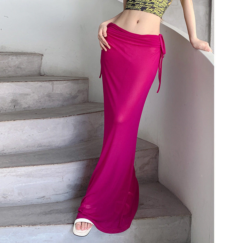 Sheer Mesh Bodycon Skirt High Elasticity Draped Design Pleated Detail Fashionable Evening Wear Wholesale Available