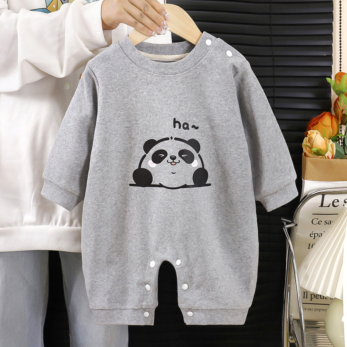 Baby Romper, Spring & Autumn Outerwear, Newborn Long-Sleeve Jumpsuit with Snap Buttons for Easy Diaper Changes
