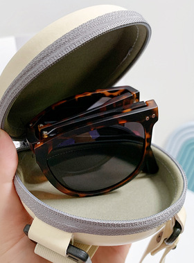 新款太阳镜女防紫外线防晒时尚TR90偏光墨镜便携带盒子折叠眼镜