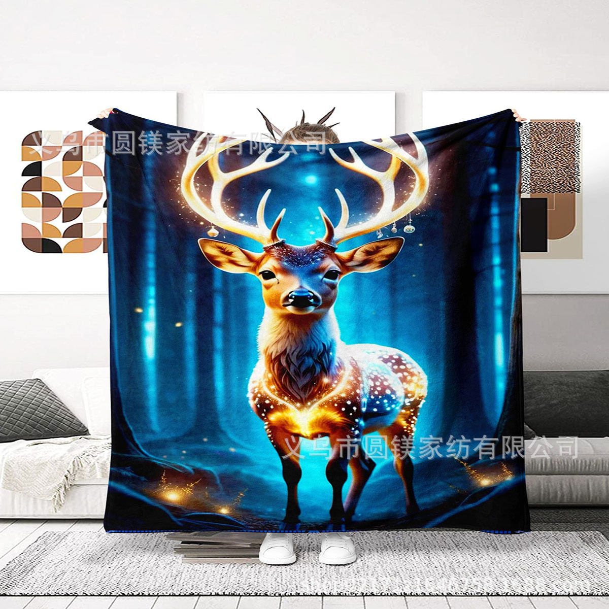 Animal Deer Print Four Seasons Casual Flannel Blanket, Lunch Break Blanket, Air Conditioning Blanket