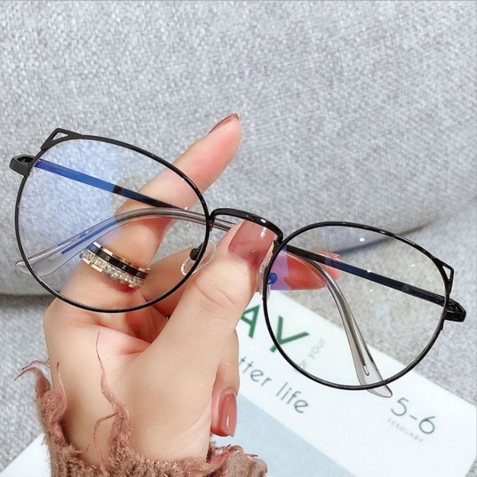 Kitten ear retro cute glasses frame female student ultra-light myopia degree blue light anti-fatigue plain face slimming
