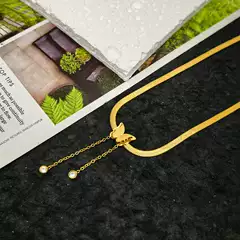 Titanium steel necklace simple non-fading niche high-end sense three-dimensional butterfly tassel snake bone necklace fashion versatile women