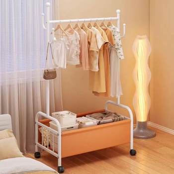 Clothes Rack Floor-Standing Bedroom Clothes Rack Home Indoor Mobile Light Luxury Clothes Drying Rack Storage Coat Rack Balcony Dormitory