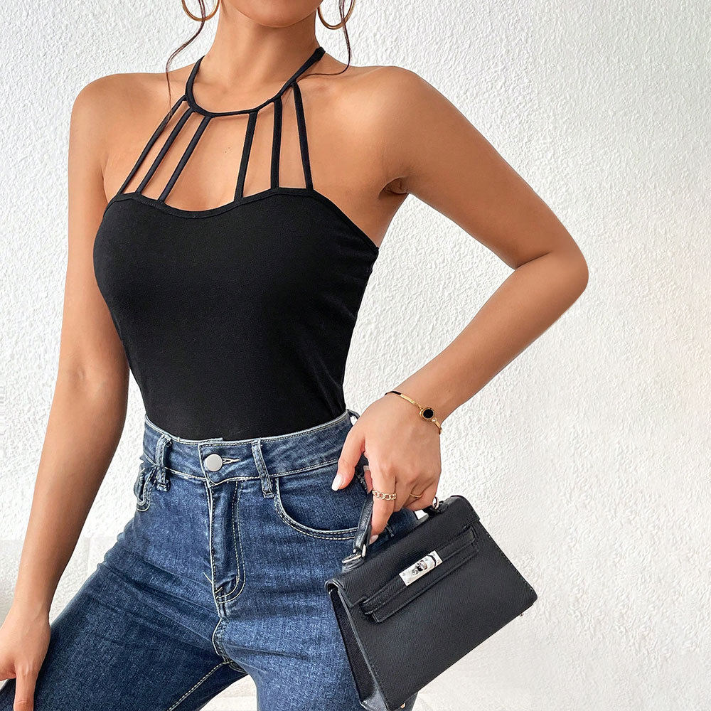 Backless Crop Top Sexy Slim Fit Halter Neck Lightweight Fabric Spring Summer Streetwear Wholesale Available