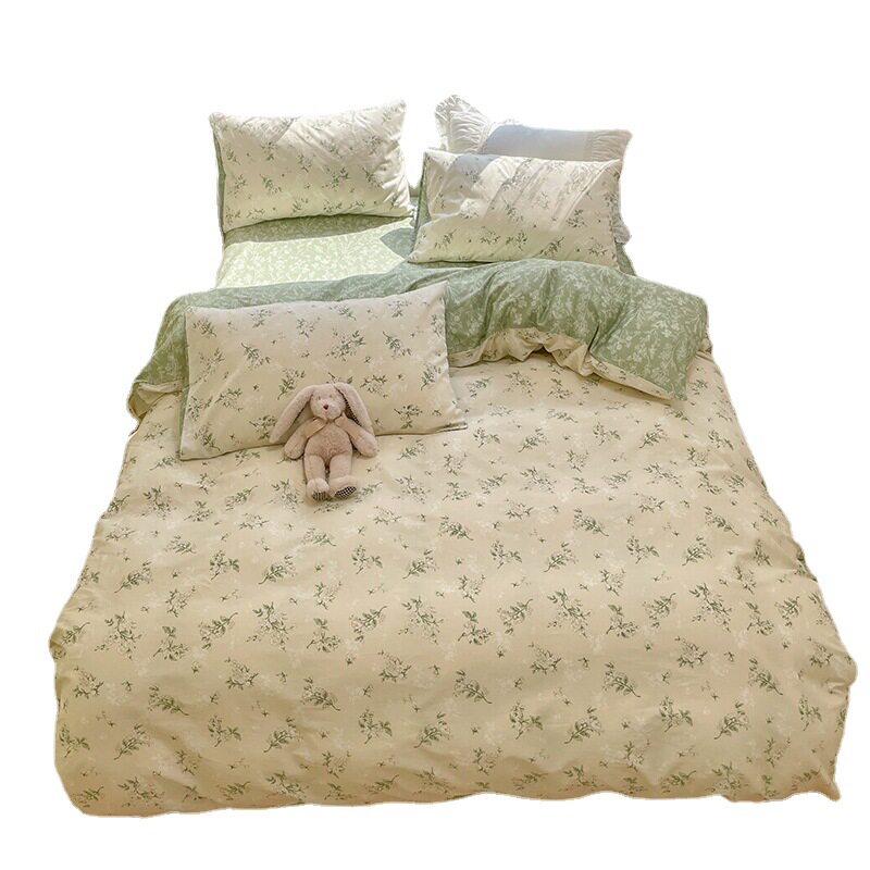 ins Korean-style small fresh 60 cotton bed four-piece set pastoral style small floral cotton quilt cover wholesale