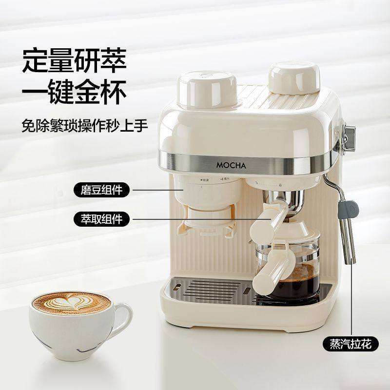 Italian Coffee Machine, Household Semi-Automatic Grinder, Bean Grinder, Scale-Free, Automatic Pressure Relief, Extraction, Milk Foaming